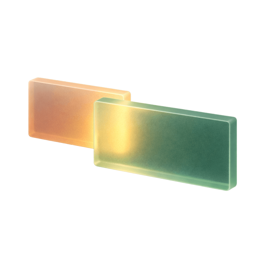 Two translucent glass slabs representing layered spot and derivatives exposure